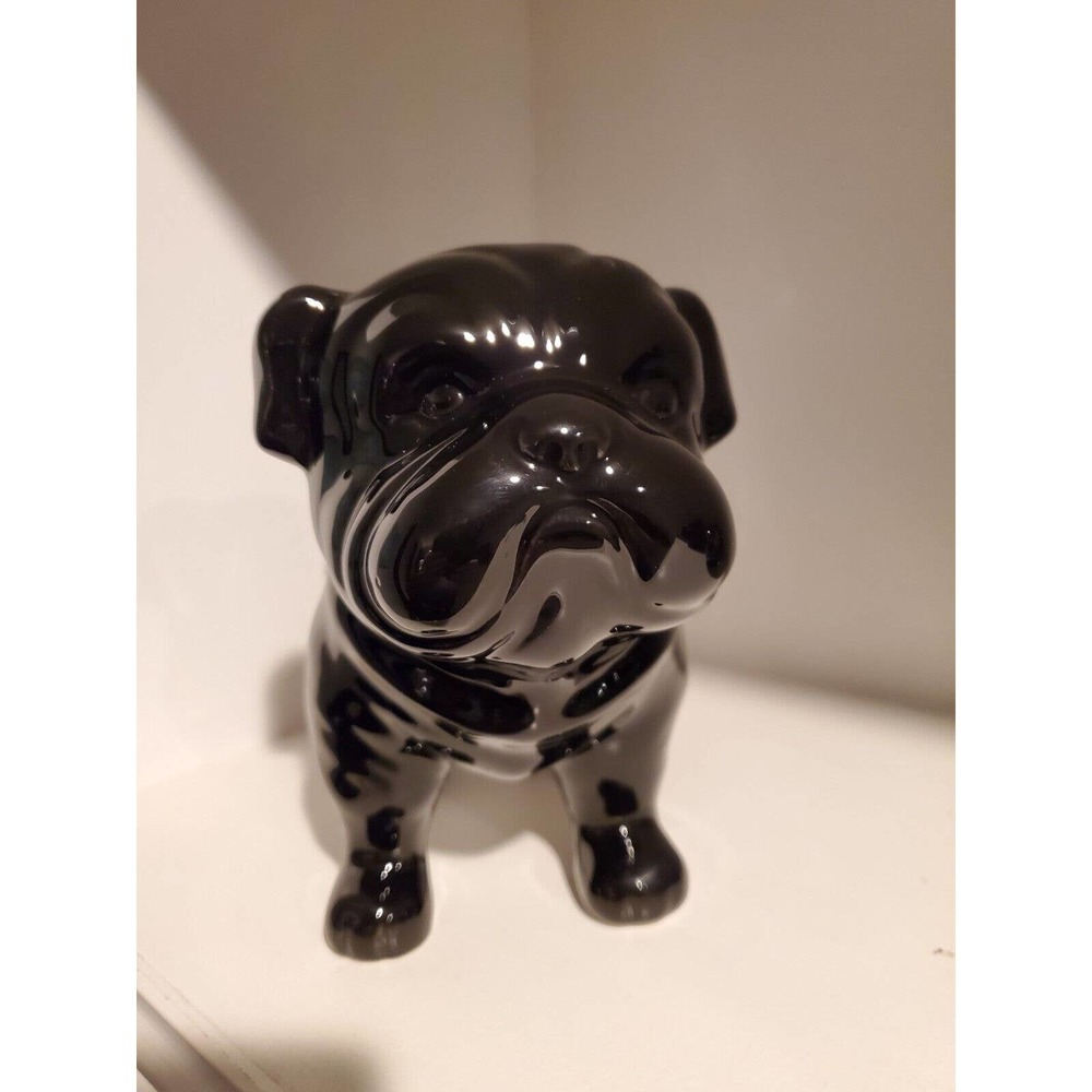 7" Tall Black Ceramic English Bulldog Statue / Home or Office Decoration